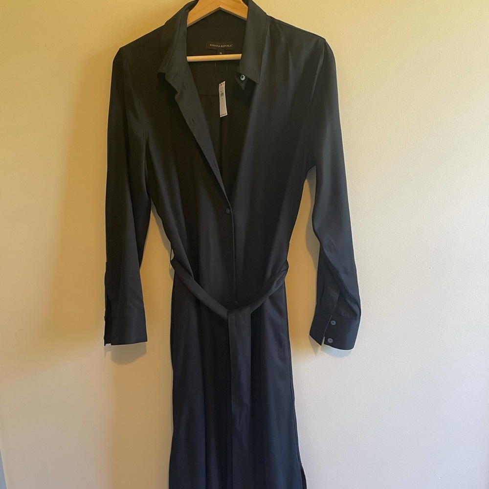 Banana Republic Black TENCEL™ Midi Shirtdress